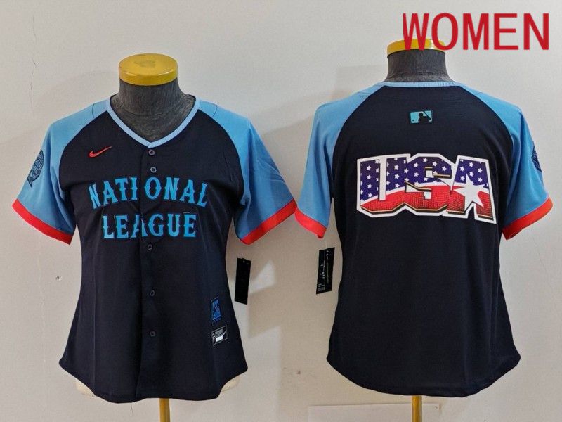 Women Los Angeles Dodgers Blank Blue All star 2024 Nike MLB Jersey style 726->women mlb jersey->Women Jersey